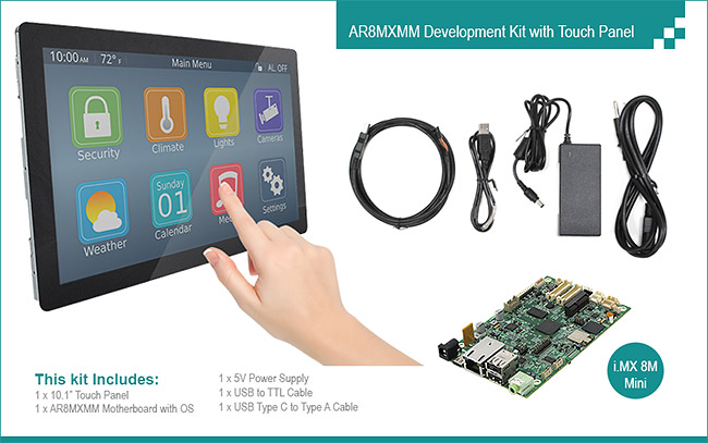 AR8MXM-DEV NXP i.MX 8M Mini ARM Motherboard Development Kit with 10in Touch Panel