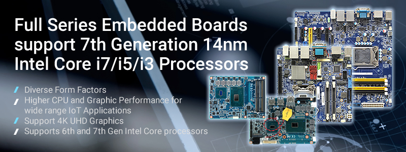 BCM announces its Q170 and H110 series embedded motherboards now support the latest 7th generation Intel Core processors, codenamed Kaby Lake